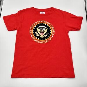 Delta Pro Weight Red Embroidered Great Seal of the United States T Shirt Youth S